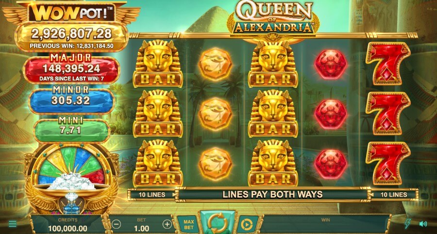 Queen of Alexandria Wowpot egyptian theme uae casino slots